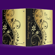 Black & Gold Floral Scroll Family Album Binder binders