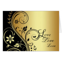 Black & Gold Floral Scroll Valentines Day Card