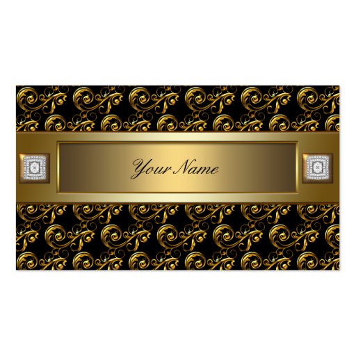 Black & Gold Flourish Swirls Elegant Business Card (front side)