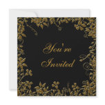 Black Gold Flower All Occasion Party Invites