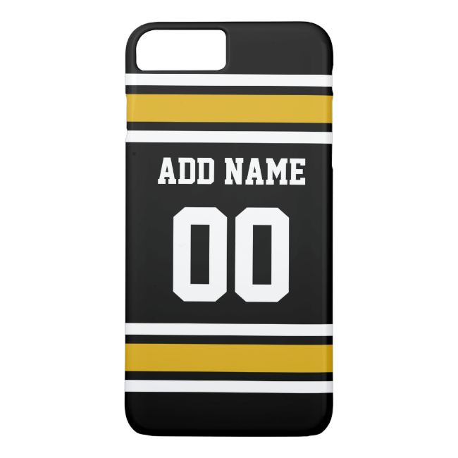 Black Gold Football Jersey Custom Name Number iPhone 7 Plus Case