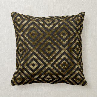 Black & Gold Geometric Modern Pattern Pillow