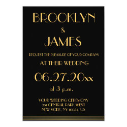 Black Gold Great Gatsby Wedding Invitations 5" X 7" Invitation Card