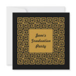Black Gold Greek Key Pattern Grad Party Invitation