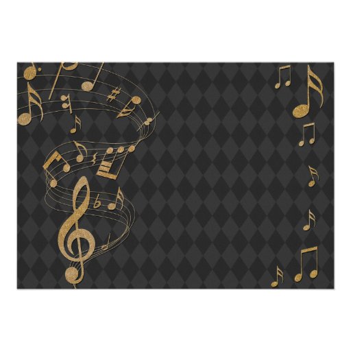Black Gold Harlequin Music Wedding Invitation