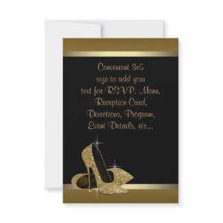 Black Gold High Heels RSVP invitation