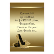 Black Gold High Heels RSVP Personalized Invitation