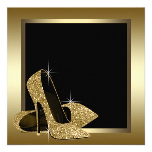 Black Gold High Heels Womans 50th Birthday Personalized Announcement