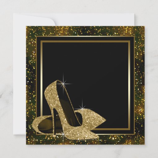 Black Gold High Heels Womans Birthday Party Invitation Zazzle