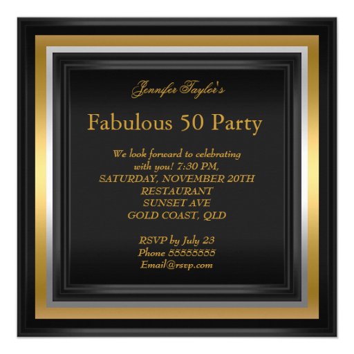 Black Gold High Heels Womans Birthday Party Custom Announcement