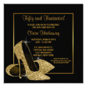 Black Gold High Heels Womans Birthday Party Custom Announcements