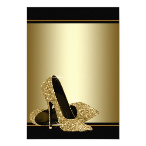Black Gold High Heels Womans Birthday Party Invite