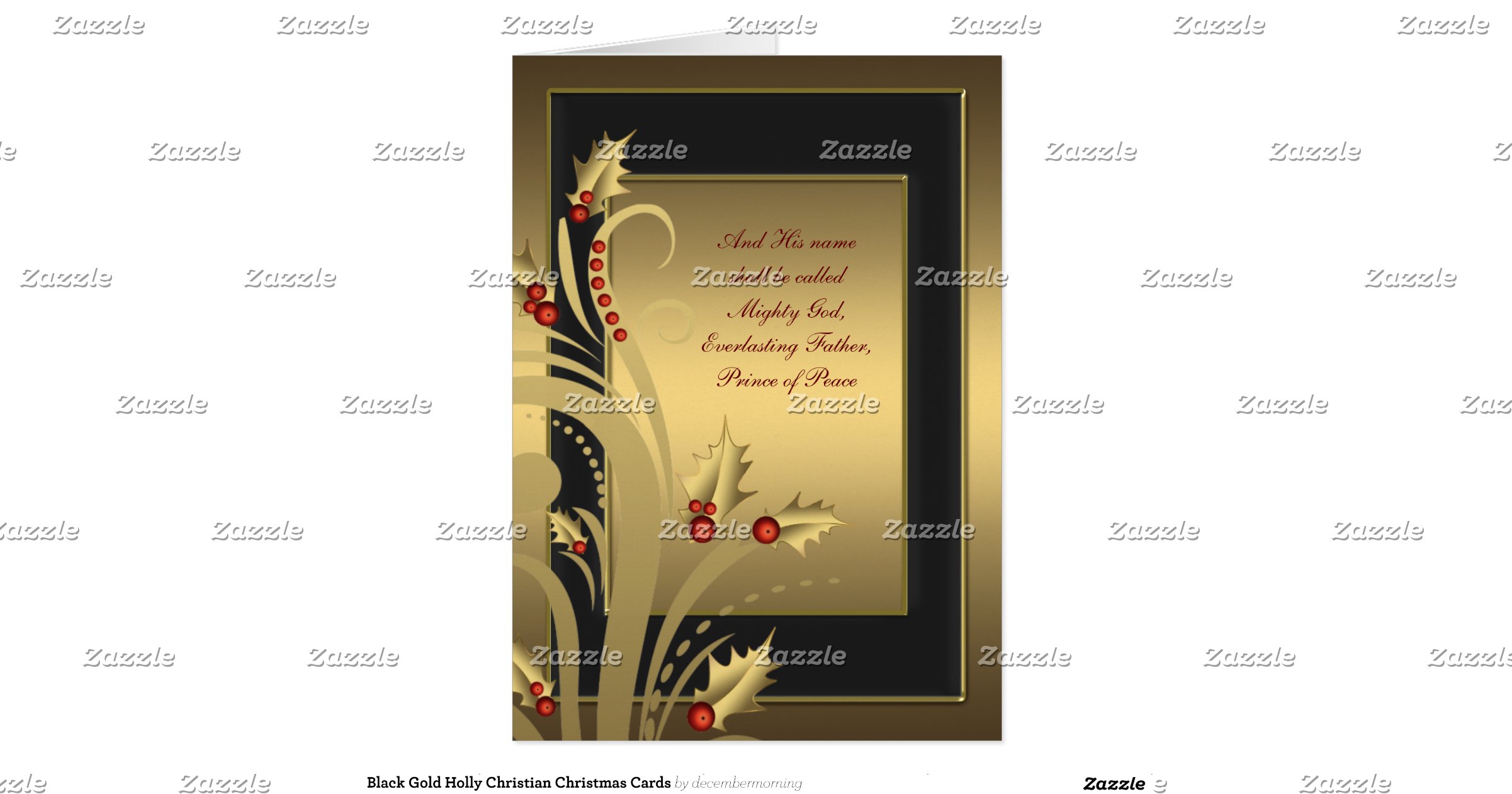 black_gold_holly_christian_christmas_cards