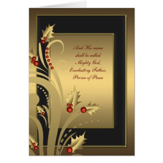 Black Gold Holly Christian Christmas Cards