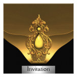 Black Gold Jewel Birthday Party Invitation