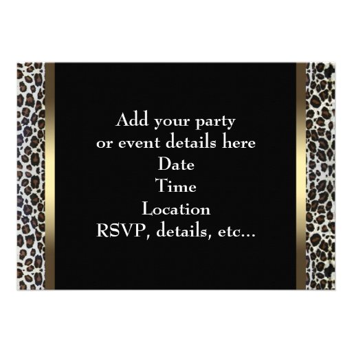 Black Gold Leopard All Occasion Party Personalized Invitation