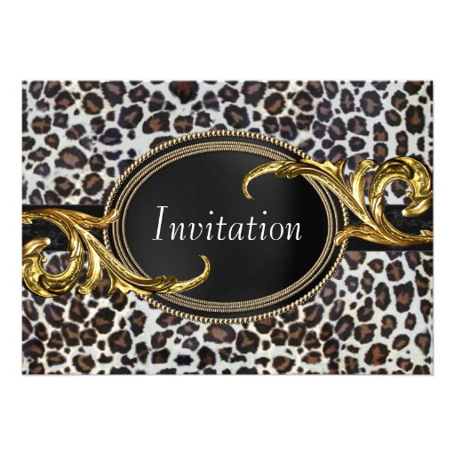 Black Gold Leopard All Occasion Party Personalized Invitation (front side)