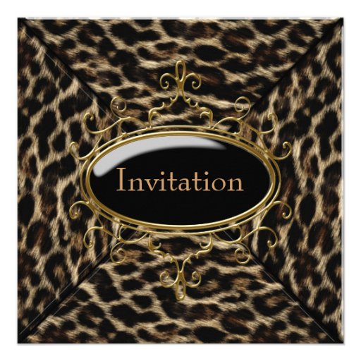 Black Gold Leopard Party Custom Invite (front side)