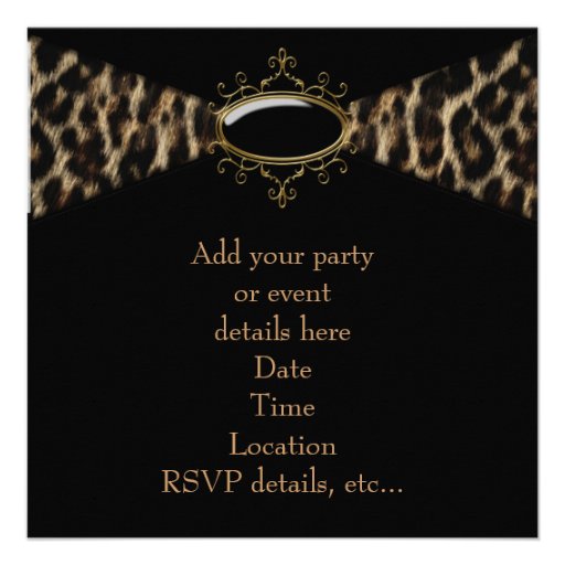 Black Gold Leopard Party Custom Invite