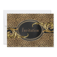 Black Gold Leopard Party invitation