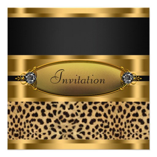Black Gold Leopard Party Invitation