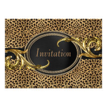 Black Gold Leopard Party Personalized Invitations