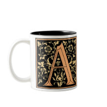 Black & Gold Letter 'A' - Mug by dchaddad Black & Gold Letter 'A' - Mug