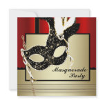 Black Gold Mask Red Black Masquerade Party Custom Announcement