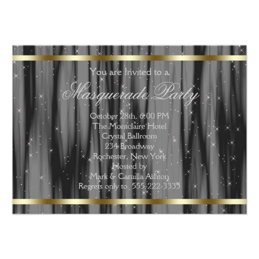 Black Gold Masquerade Party Custom Invite