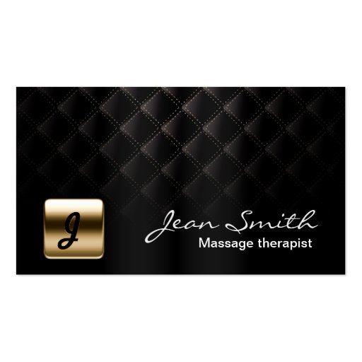 Black & Gold Massage therapist Business Card (front side)