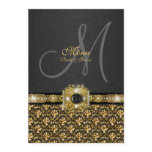 Black gold menu damask wedding template custom announcements