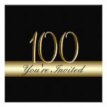 Black Gold Metal Printed 100th Birthday Invitation