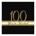 Black Gold Metal Printed 100th Birthday Invitation