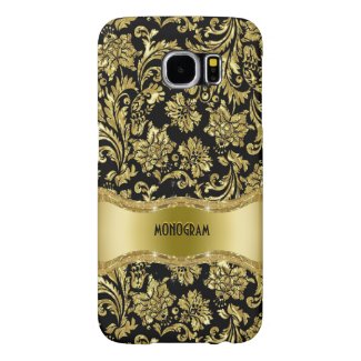 Black & Gold Metallic Floral Damasks-Customized Samsung Galaxy S6 Cases