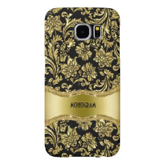 Black & Gold Metallic Floral Damasks-Customized Samsung Galaxy S6 Cases