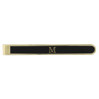 Black Gold Monogram Classic Gold Finish Tie Bar