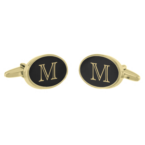 Black Gold Monogram Gold Finish Cufflinks Black Gold Monogram Gold Finish Cufflinks