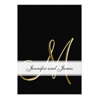 Black Gold Wedding Invitations | Gold Monogram