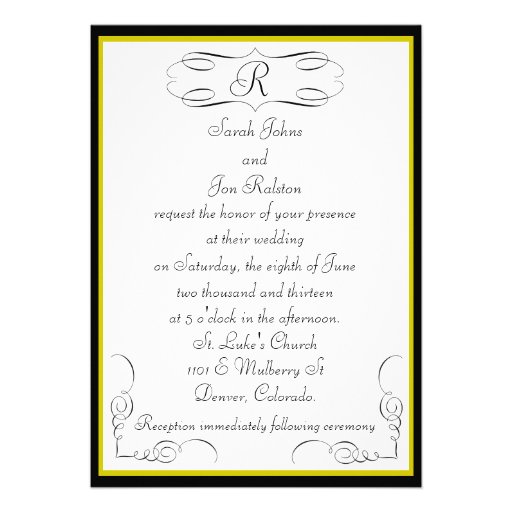 Black Gold Monogram Wedding Invitation
