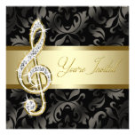 Black Gold Music Treble Clef Recital Invitations