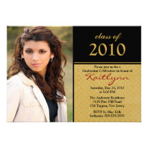 Black & Gold Photo Graduation Invitation