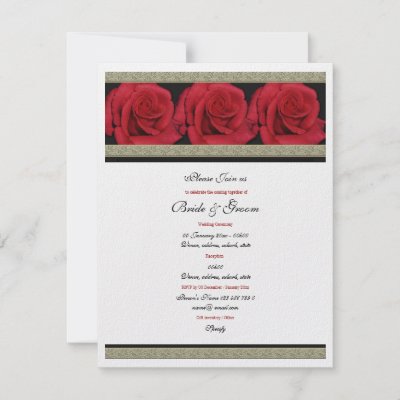 Black gold red elegant wedding personalized invitation by Florals