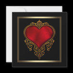 Black Gold Red Heart Wedding Personalized Announcement
