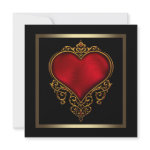 Black Gold Red Heart Wedding Personalized Announcement