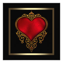Black Gold Red Heart Wedding Personalized Announcement