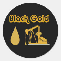 Black Gold Round Sticker