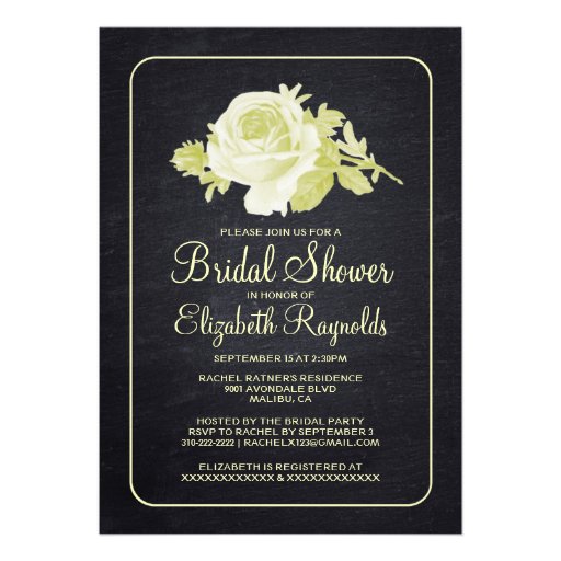 Black Gold Rustic Floral Bridal Shower Invitations