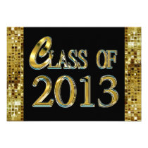 Black, Gold Sequins Class Of 2013 Grad Invitations invitations