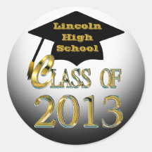 Black Gold & Silver 2013 Class Graduation Stickers