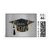 Black, Gold, Silver Class of 2012 Graduate Postage